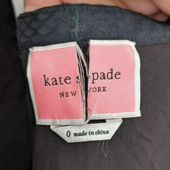 Kate Spade Flock Party Dress 0 Black Parrot Jacquard Fit N Flare Mock Wrap Mini - Picture 2 of 15